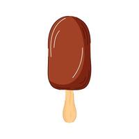 Chocolate ice cream in flat style isolated on white background. Perfect for summer food design, cafe packaging or recipe. vector