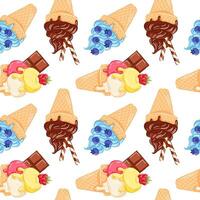 Colorful ice cream cone patterns vector