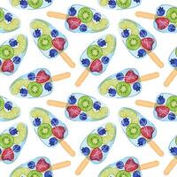 Pattern of colorful fruit popsicles vector
