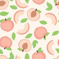 Peach pattern with leaves and slices vector
