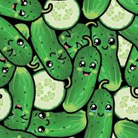 Cute cartoon pickles pattern design vector