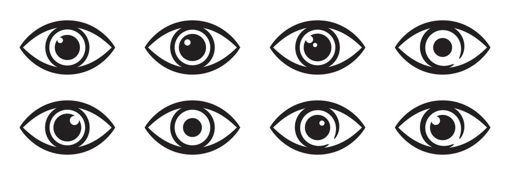 Watch and view eye icon. Eyeball for observe symbol. vector