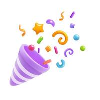 party cone with colorful confetti vector