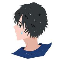 Worried young man with black hair and dandruff problem. Simple flat colorful drawings isolated on square white background. vector