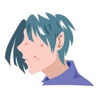 Anonymous teen person side profile with pimple skin problems. Simple flat colorful drawings isolated on square white background. vector