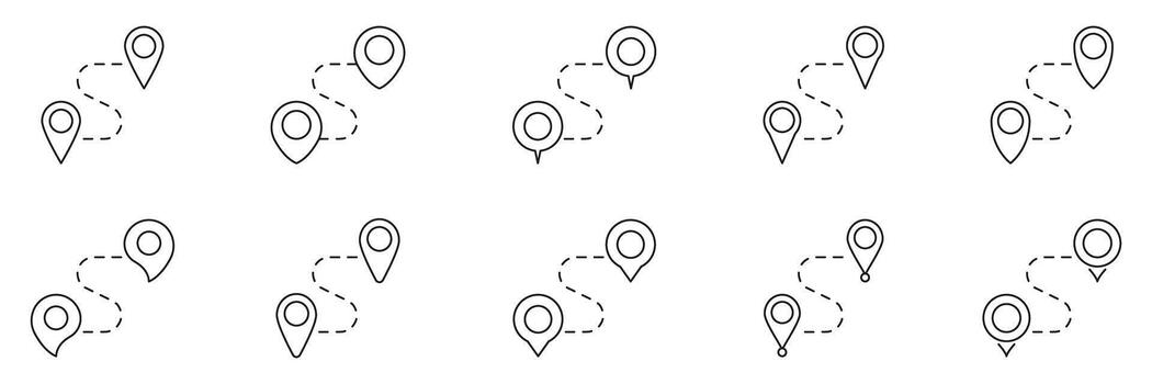 Map Location Path Line Icon Set. Navigation, Route Planning, And Gps Tracking Outline Symbol Collection. Travel And Directional Guidance. Editable Stroke. Isolated Illustration vector