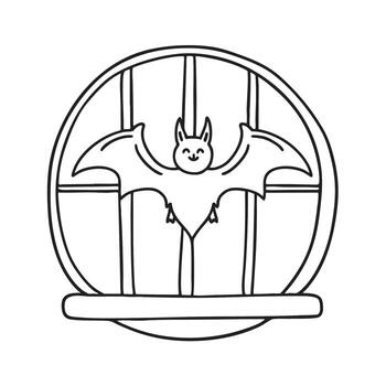 un murciélagos sombra altísimo a través de un ventana con un lleno Luna detrás vector