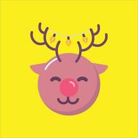 A cartoon reindeer with a red nose and a yellow background vector