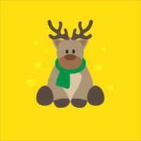 A reindeer with a green scarf on a yellow background vector