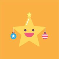 A star with a smiley face and two ornaments vector
