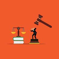 Businessman and judge on orange background vector