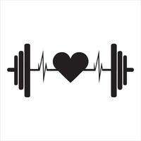 Exercise Barbell Heartbeat Line vector