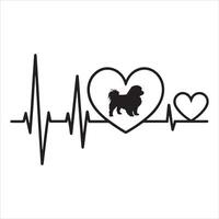Havanese Dog with Heartbeat Line vector