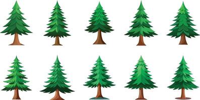Pine trees set illustration vector