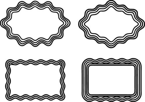 Four different frames with wavy lines vector