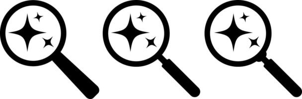 magnifying glass with stars sparkle icons. Artificial intelligence ai search icon. buttons set. vector