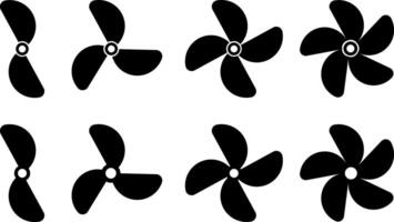 Propeller icon set. propeller for surface drive. Fan speed icons. Conditioning equipment sign. Cooling Fan symbol. Electrical temperature equipment. vector