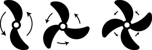 Propeller icon set. propeller for surface drive. Fan speed icons. Conditioning equipment sign. Electrical temperature equipment vector