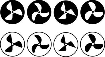 propeller icon set. Electrical temperature equipment. Turbine airflow rotating symbols. Industrial ventilator heating cooling sign vector