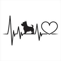 Yorkshire Terrier Heartbeat Line vector