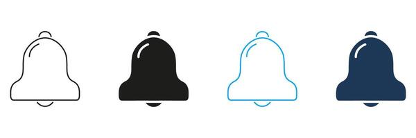 Bell Notification Line And Solid Icon Set. Alert And Reminder Symbol Collection. Communication And Notification System Design. Isolated Illustration vector