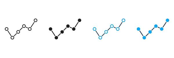 Line Graph Trend Analysis Line And Solid Icon Set. Data Visualization, Growth Tracking, And Performance Monitoring Symbol Collection. Business And Financial Analytics. Isolated Illustration vector