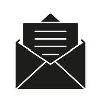 Open Envelope With Letter Solid Icon. Email Communication, Message Sending, And Mail Correspondence Silhouette Symbol. Digital Interaction. Isolated Illustration vector