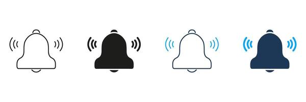 Notification Bell Line And Solid Icon Set. Alert And Reminder Symbol Collection For Communication And Messaging. Sound And Alarm Indication. Isolated Illustration vector