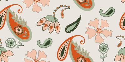 Folk paisley bohemian floral pattern seamless for digital paper and print design vector