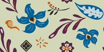 Contemporary folk organic boho floral pattern seamless for fabric and digital paper vector