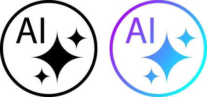 AI logo icon with star and square icons. Artificial intelligence and Machine learning sign. command prompt to generate ideass vector