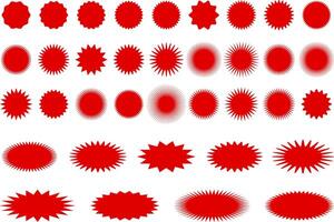 red starburst. Sale sticker sign. Special offer price tag. sunburst badges icons. Red starburst promotional badge set. shopping label. vector