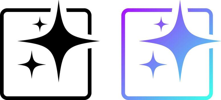 AI logo icon with star and square icons. Artificial intelligence and Machine learning sign. command prompt to generate idea vector