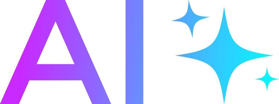 AI logo icon set. Ai with sparkle star icon. Computer help assistant sign. Tools for generate from text. Large data processing concept. vector