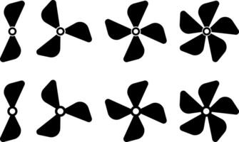 Propeller icon set. propeller for surface drive. Fan speed icons. Conditioning equipment sign. Cooling Fan symbols. Electrical temperature equipment vector