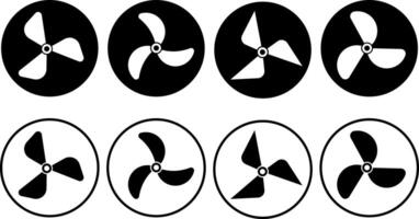 propeller icon set. Electrical temperature equipment. Turbine airflow rotating symbols. Industrial ventilator heating cooling signs. vector