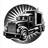 pop art semi truck bold color vector