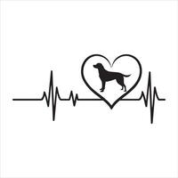 Golden Retriever Dog With Heartbeat Line vector