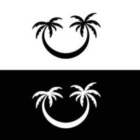 Two palm trees with a smiley face on them vector