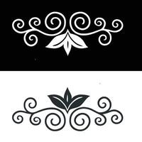 Two different designs for a scroll and leaf vector