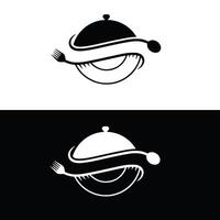 A logo for a restaurant with a fork and spoon vector