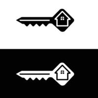 A house key icon and a key with a house inside vector