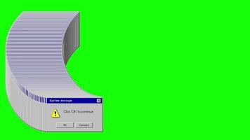 Retro Fail system error message with alpha channel,green screen video
