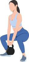 Woman Doing Kettlebell Squat Exercise vector