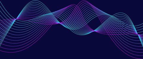 Neon Gradient Wave Line Background with Dark Purple Aesthetic vector