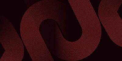 Red Curved Line Background Abstract Dark Tech Flow Design vector