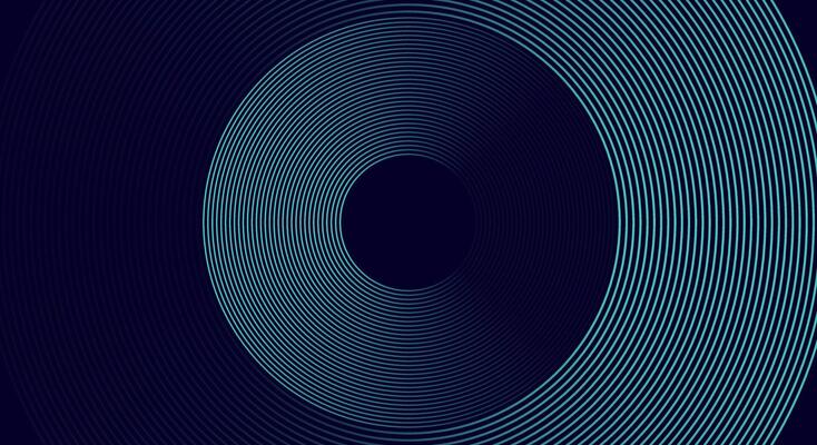 Dark Abstract Circular Line Background Modern Blue Ring Pattern on Navy