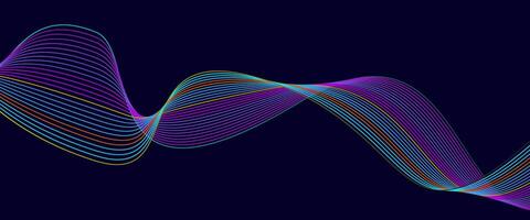 Colorful Abstract Wave Line Background Vibrant Curved Stripes on Dark vector