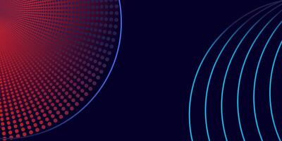 Abstract Halftone Gradient Dots and Neon Lines on Dark Background vector