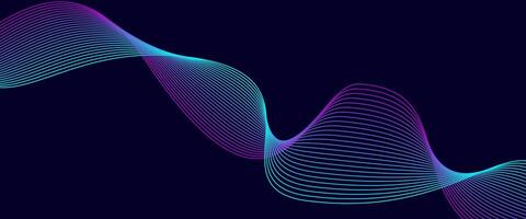 Vibrant Neon Wave Line Background in Purple and Cyan on Dark Theme vector